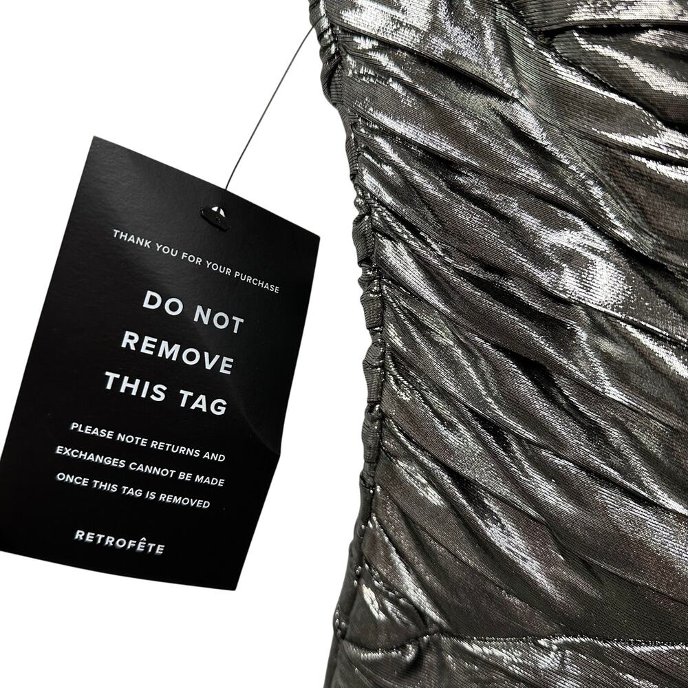 NWT Retrofete Strapless Formal Josie Dress in Gunmetal Metallic Gray Womens XS - Picture 10 of 12